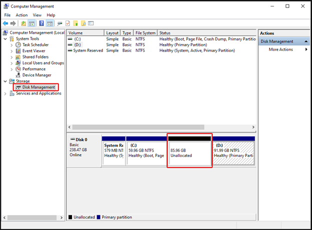 ổ cứng bị unallocated