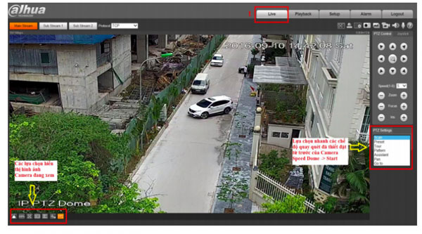 Để xem cài đặt camera ptz Dahua