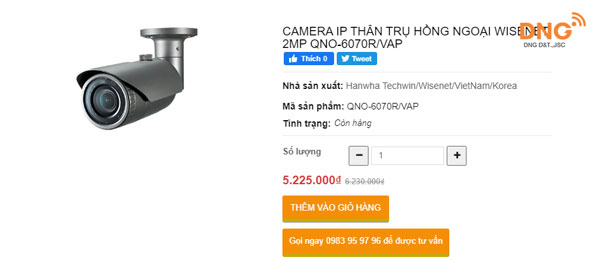 Giá bán lẻ của Camera QNO-6070R tại camerahanwha.vn