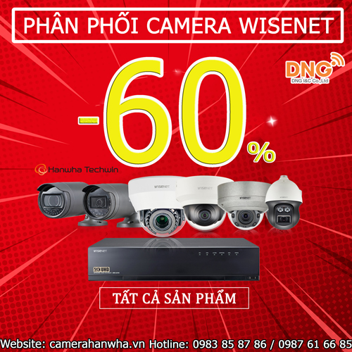 Một gói lắp đặt camera Wisenet đang được khuyến mãi