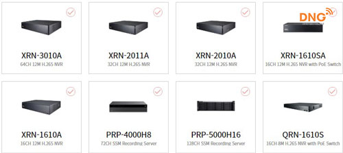 Một số sản phẩm NVR và DVR của Wisenet