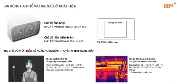 TNM-3620TDY là camera đo thân nhiệt có thể hiển thị 2 chế độ