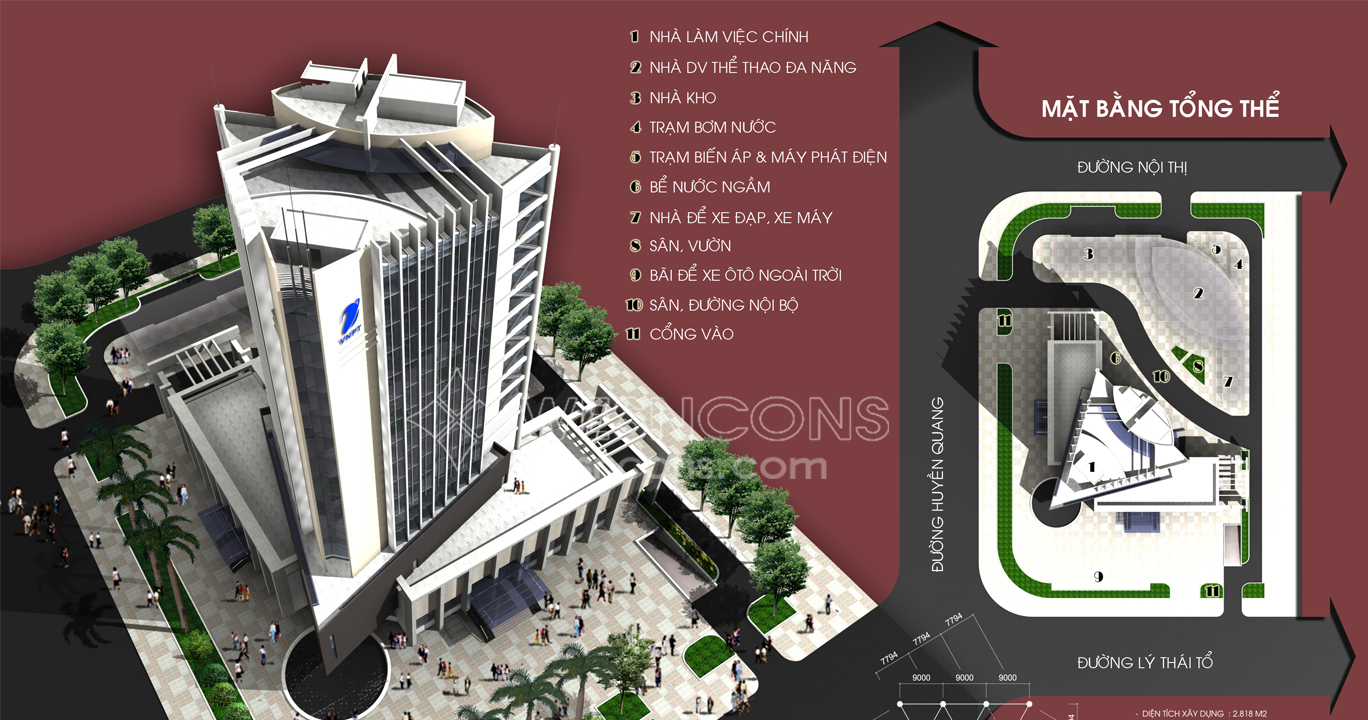 thiết kế kiến trúc trụ sở làm việc VNPT