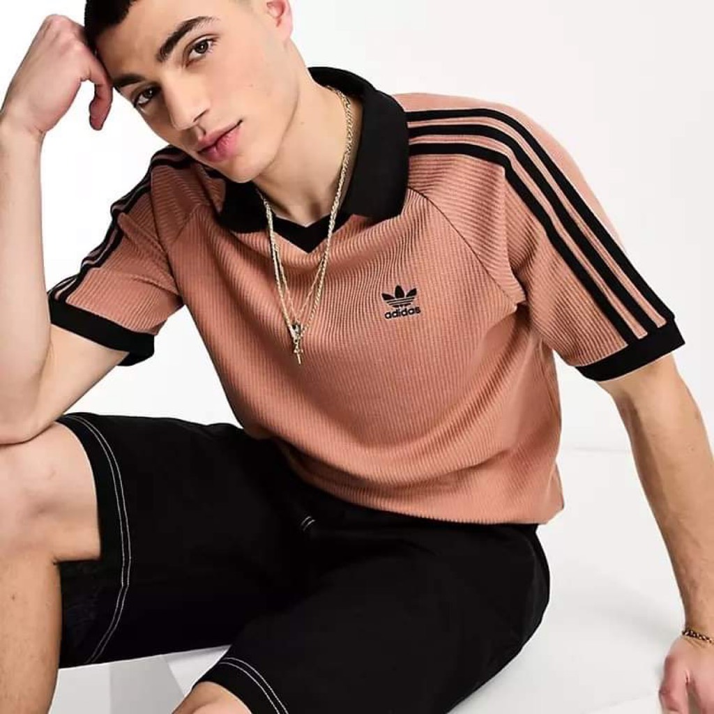 Adidas Adicolor Classics Waffle Polo Shirt - Brown - HS2083 