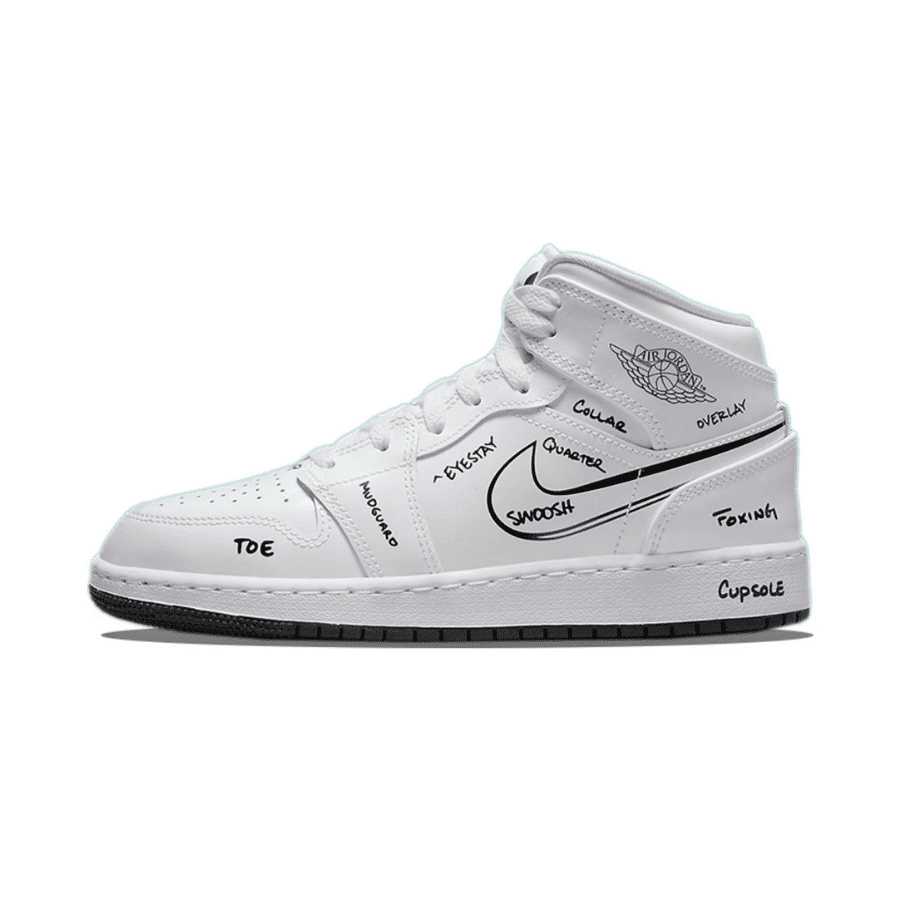 Jordan 1 Mid Schematic/Sneaker School DQ1864-100 