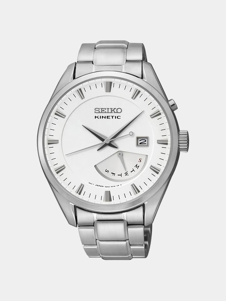 lbwm ĐỒNG HỒ NAM SEIKO KINETIC SRN043P1 MÁY PIN DÂY KIM LOẠI