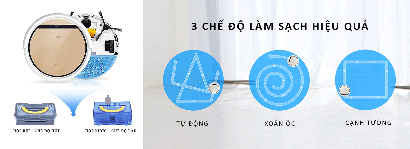 nhiều chế độ làm sạch cho robot v5s pro