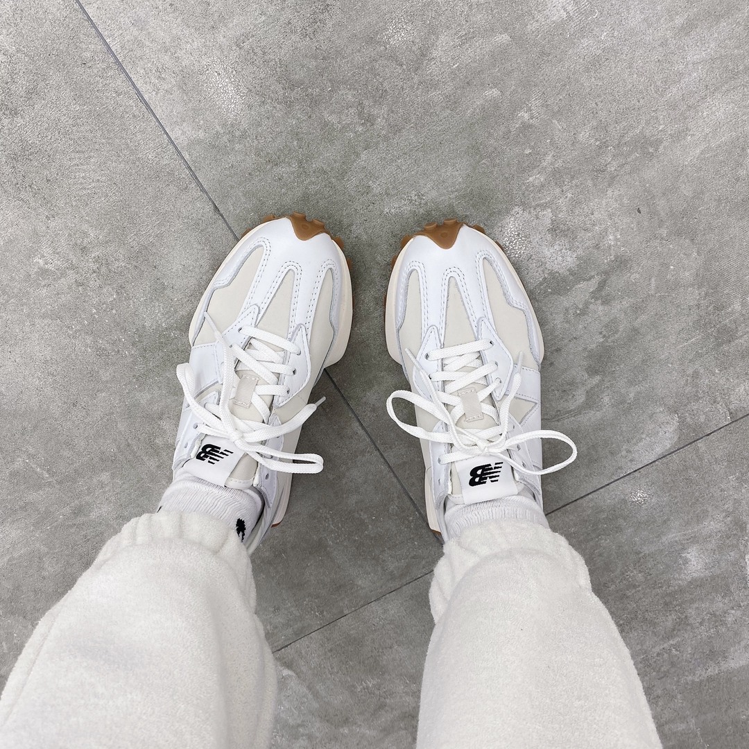 new balance 327 white silver gum