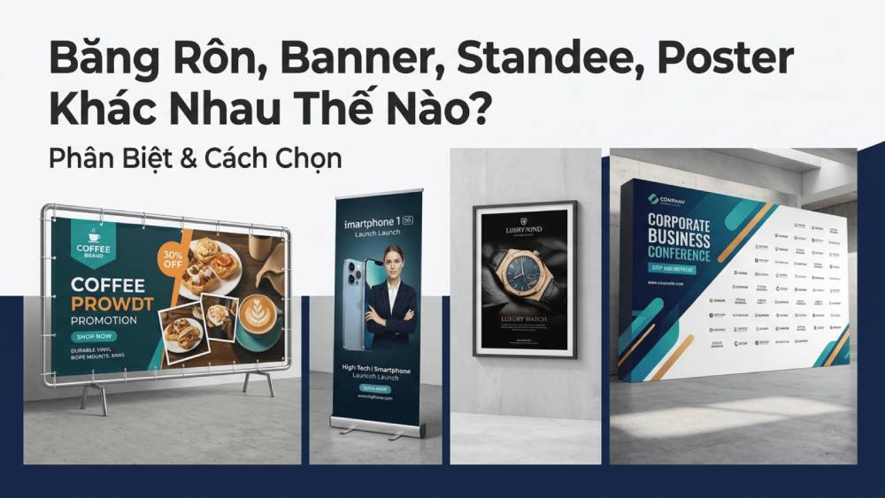 Băng Rôn, Banner, Standee, Poster Khác Nhau Thế Nào? Phân Biệt & Cách Chọn