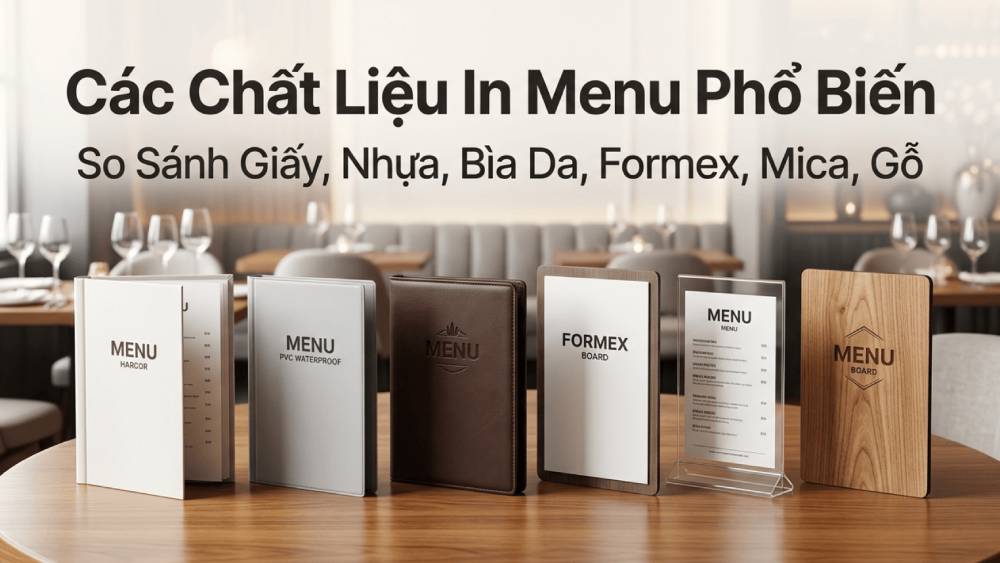 Các Chất Liệu In Menu Phổ Biến - So Sánh Giấy, Nhựa, Bìa Da, Formex, Mica, Gỗ