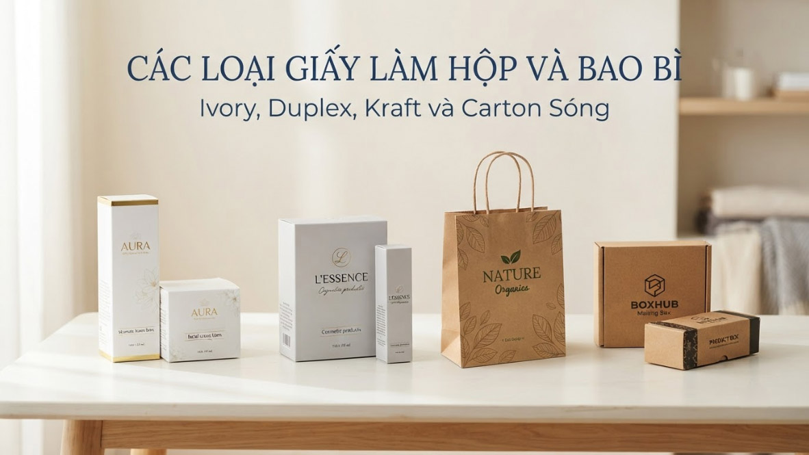 Các Loại Giấy Làm Hộp & Bao Bì - Ivory, Duplex, Kraft, Carton Sóng (GSM)