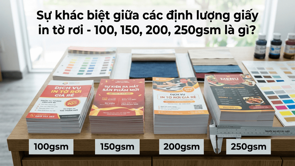Định Lượng Giấy In Tờ Rơi - 100, 150, 200, 250gsm Khác Nhau Như Thế Nào?