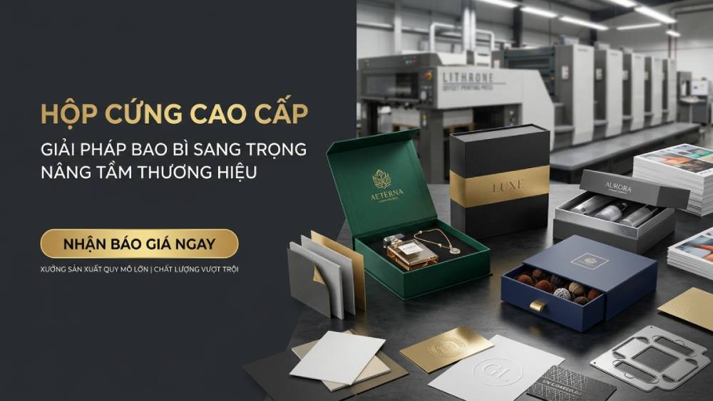 Hộp Cứng Cao Cấp Theo Ngành: Rượu, Yến, Đông Trùng, Mỹ Phẩm, Trang Sức, Đồng Hồ