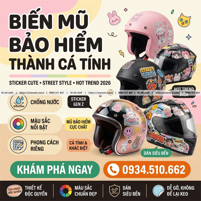 Biến Mũ Bảo Hiểm Nhàm Chán Thành Cá Tính Với Sticker Cực Chất