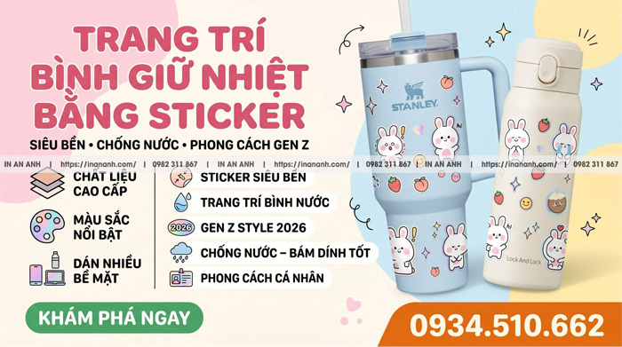 Trang Trí Bình Giữ Nhiệt Stanley Lock And Lock Bằng Sticker Siêu Bền