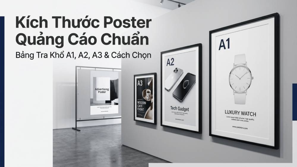 Kích Thước Poster Quảng Cáo Chuẩn - Bảng Tra Khổ A1, A2, A3 & Cách Chọn