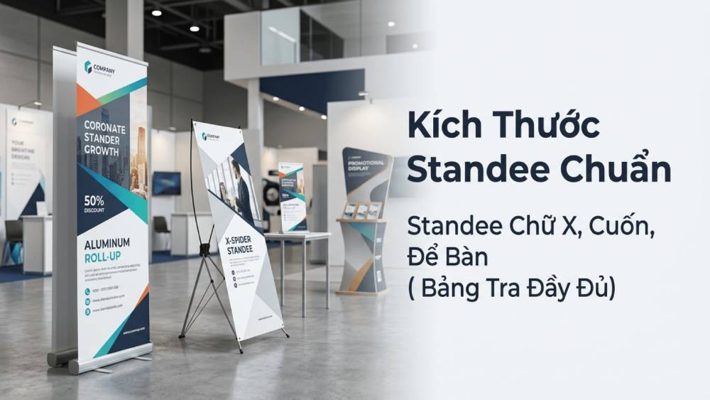 Kích Thước Standee Chuẩn - Standee Chữ X, Cuốn, Để Bàn (Bảng Tra Đầy Đủ)