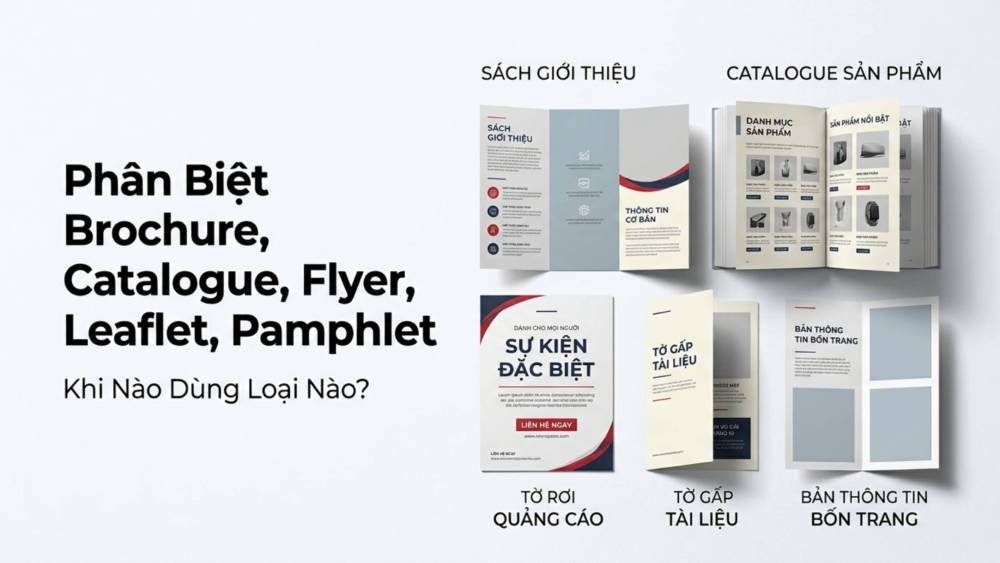 Phân Biệt Brochure, Catalogue, Flyer, Leaflet, Pamphlet - Khi Nào Dùng Loại Nào?