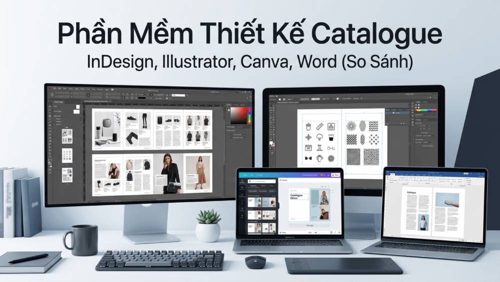 Phần Mềm Thiết Kế Catalogue - InDesign, Illustrator, Canva, Word (So Sánh)