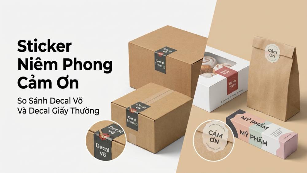 Sticker Niêm Phong Thank You So Sánh Decal Vỡ Và Decal Giấy Thường