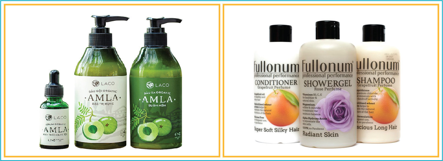 Top 10 tem nhãn dầu gội đẹp, sử dụng hình ảnh hoa cỏ thiên nhiên