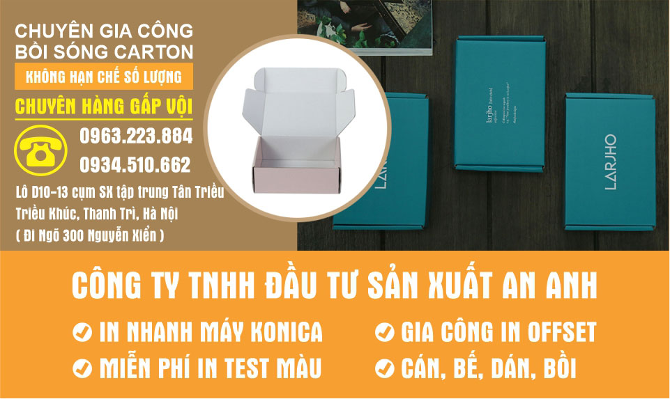 Dịch vụ bồi sóng, làm hộp bao bì giá rẻ tại An Anh