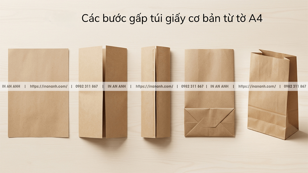 B1–B5: Các Bước Gấp Túi Giấy Cơ Bản Từ Tờ A4