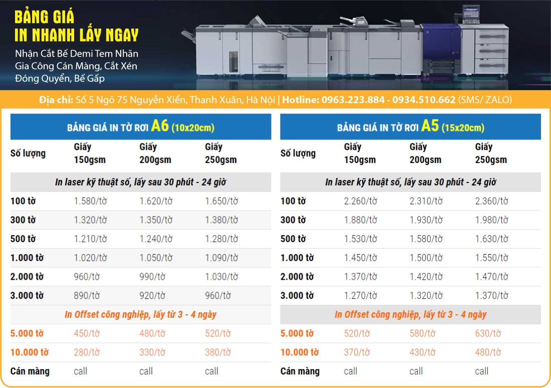 Báo Giá In Tờ Rơi A5, A4, A3 Lấy Nhanh