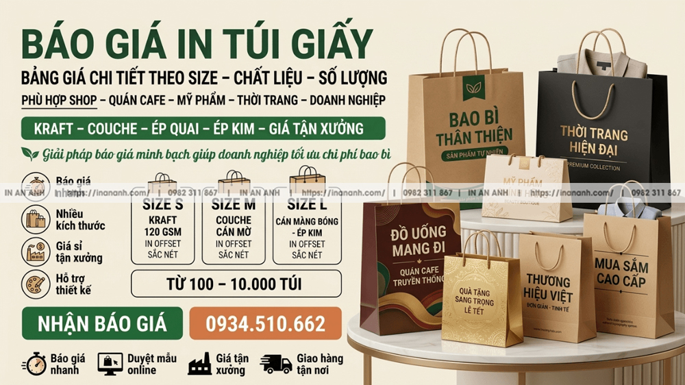 Bảng Giá In Túi Giấy Chất Liệu Chi Tiết