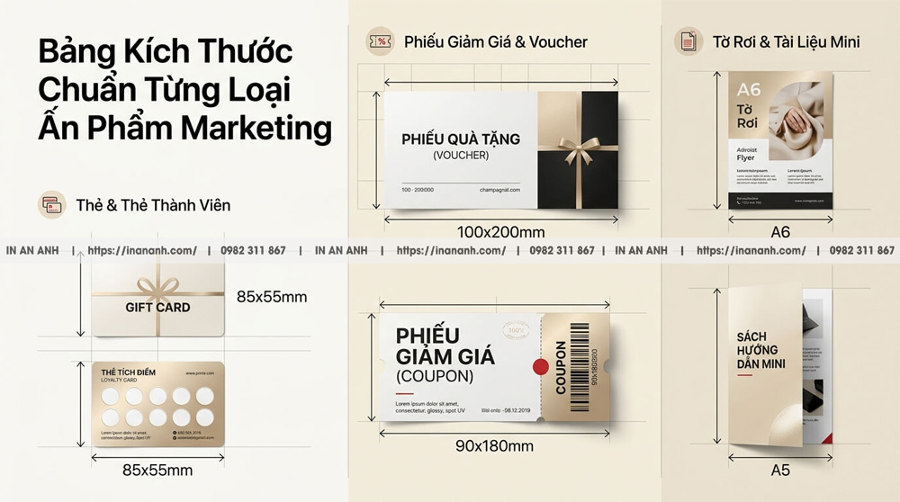 Bảng Kích Thước Chuẩn Từng Loại Ấn Phẩm Marketing