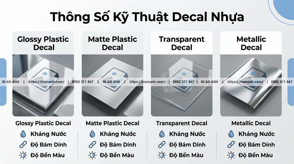 Bảng Phân Tích Thông Số Kỹ Thuật Của Các Loại Decal Nhựa