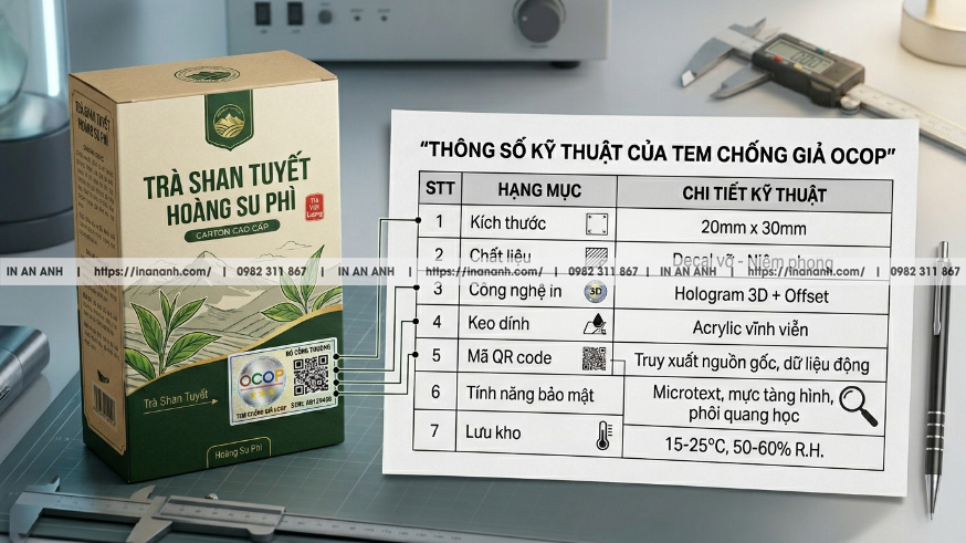 Bảng Phân Tích Thông Số Kỹ Thuật Tem Chống Giả Nông Sản OCOP