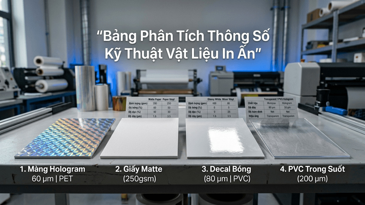Bảng Phân Tích Thông Số Kỹ Thuật Vật Liệu In Ấn