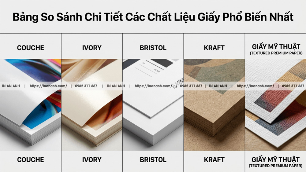 Bảng So Sánh Chi Tiết Các Chất Liệu Giấy Phổ Biến Nhất