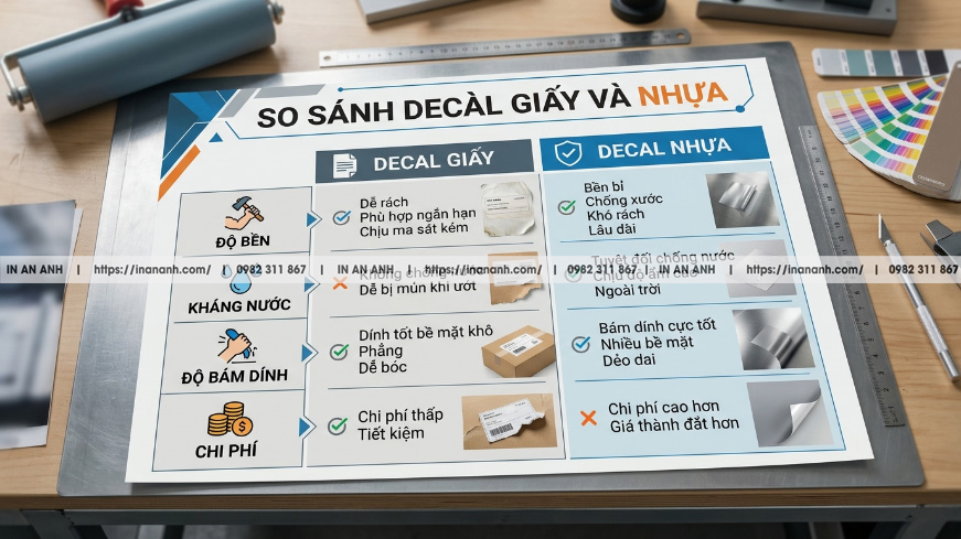 Bảng So Sánh Chi Tiết Thông Số Kỹ Thuật Decal Giấy Và Decal Nhựa