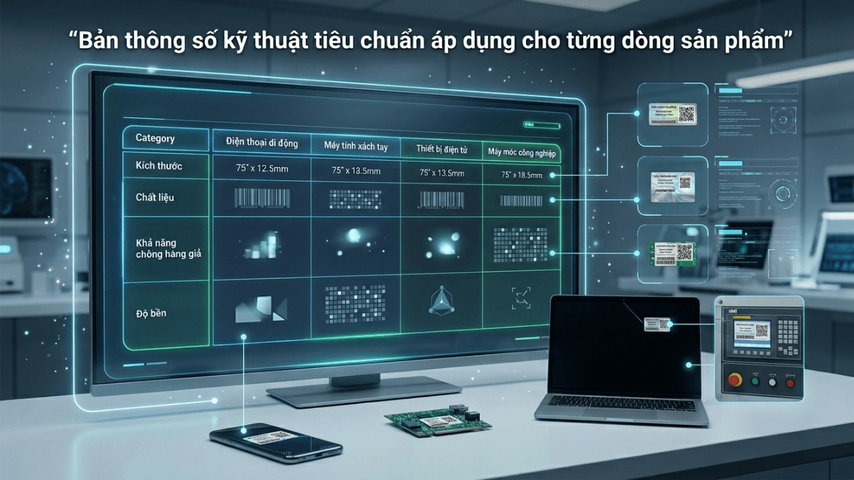 Bảng thông số kỹ thuật tiêu chuẩn ứng dụng cho từng dòng sản phẩm