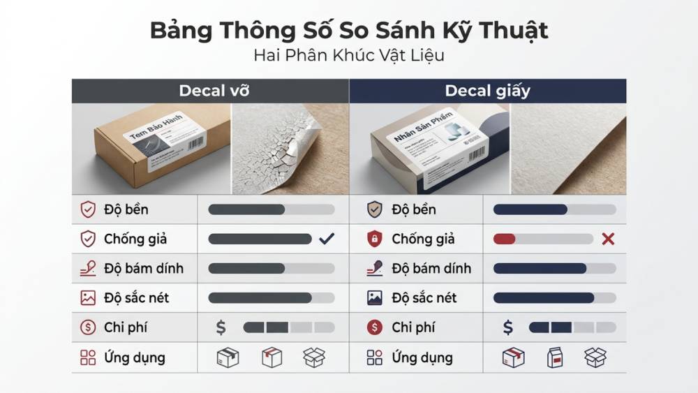 Bảng Thông Số So Sánh Kỹ Thuật Hai Phân Khúc Vật Liệu