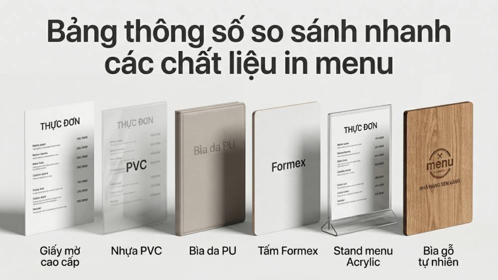 Bảng Thông Số So Sánh Nhanh Các Chất Liệu In Menu