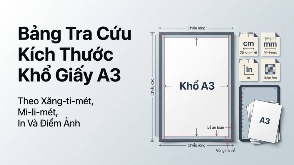 Bảng tra cứu kích thước khổ giấy a3 tiêu chuẩn theo đơn vị cm mm inch và pixel