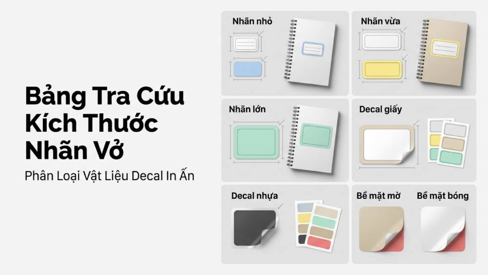 Bảng Tra Cứu Kích Thước Nhãn Vở Chuẩn Và Phân Loại Vật Liệu Decal In Ấn