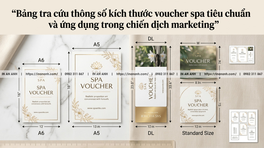 Bảng tra cứu thông số kích thước voucher spa tiêu chuẩn và ứng dụng trong chiến dịch marketing