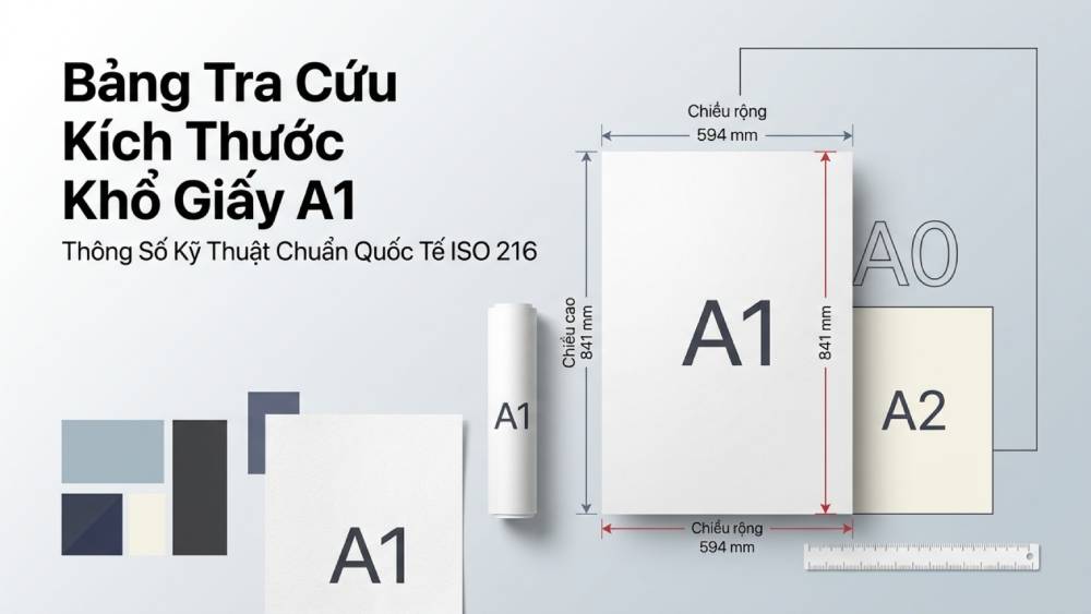 Bảng tra cứu thông số kỹ thuật chi tiết kích thước khổ giấy a1 chuẩn quốc tế ISO 216