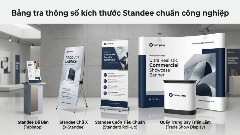 Bảng Tra Thông Số Kích Thước Standee Chuẩn Công Nghiệp