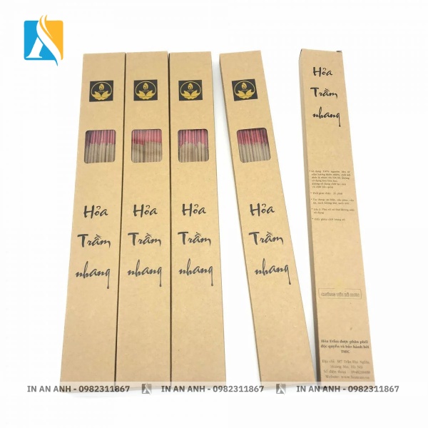 Bao bì đựng nhang giấy kraft in họa tiết hoa sen