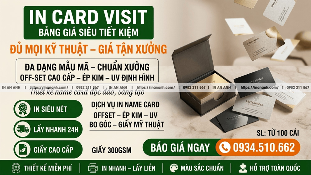 Báo Giá In Card Visit, Name Card - Bảng Giá Chi Tiết Theo Kỹ Thuật & Số Lượng