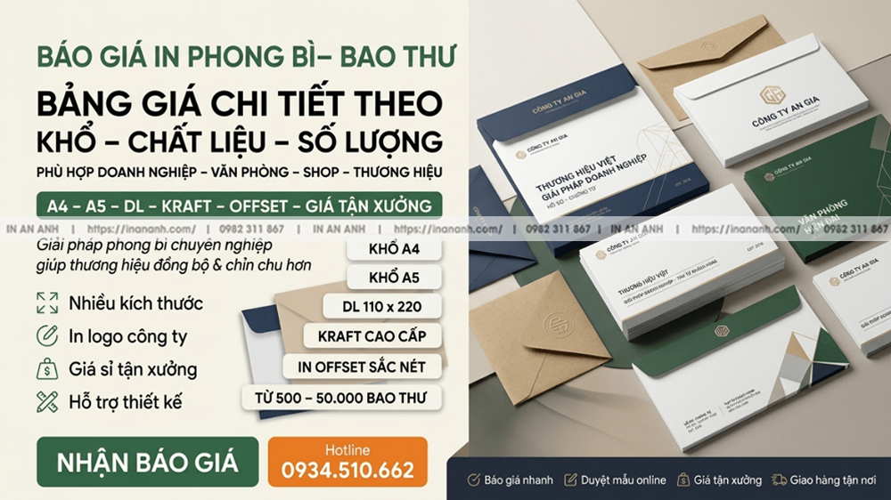 Báo Giá In Phong Bì Bao Thư Chi Tiết