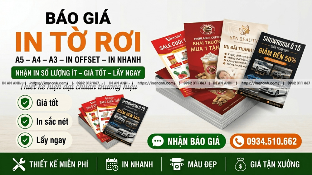 Báo Giá In Tờ Rơi - Bảng Giá Chi Tiết Theo Kích Thước & Số Lượng
