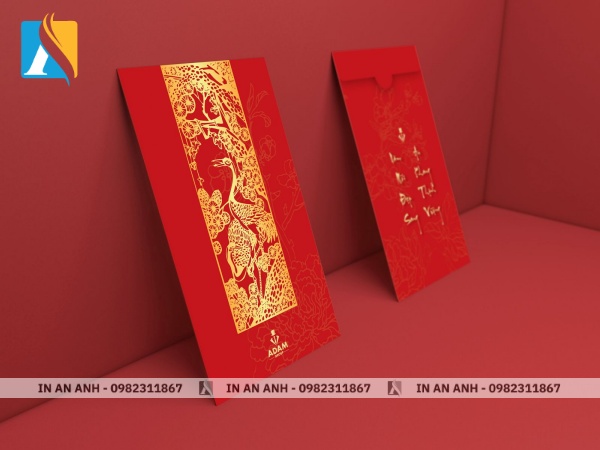 Mẫu bao lì xì màu đỏ ép kim vàng sang trọng