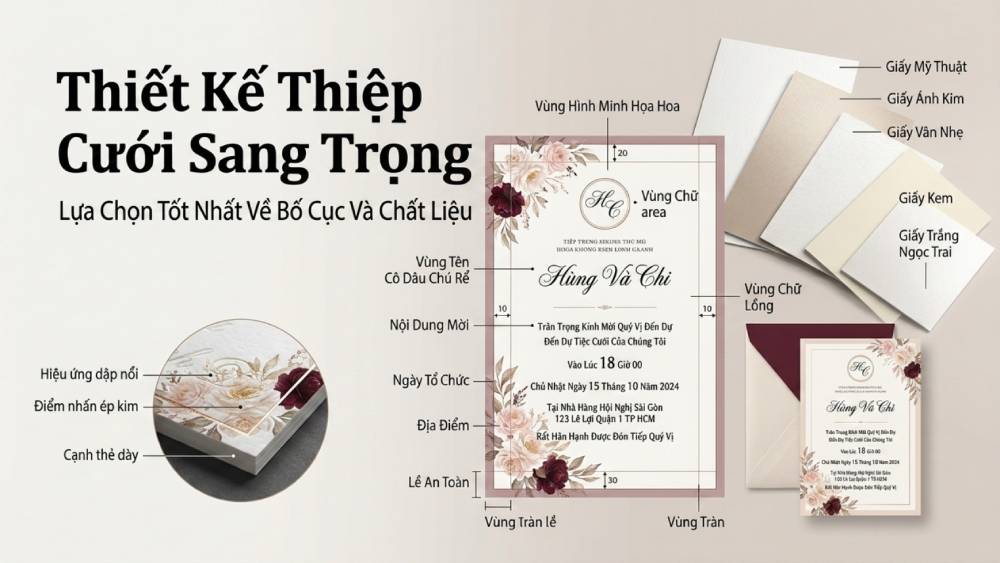 Bí quyết thiết kế đồ họa và lựa chọn định lượng giấy in thiệp cưới cao cấp
