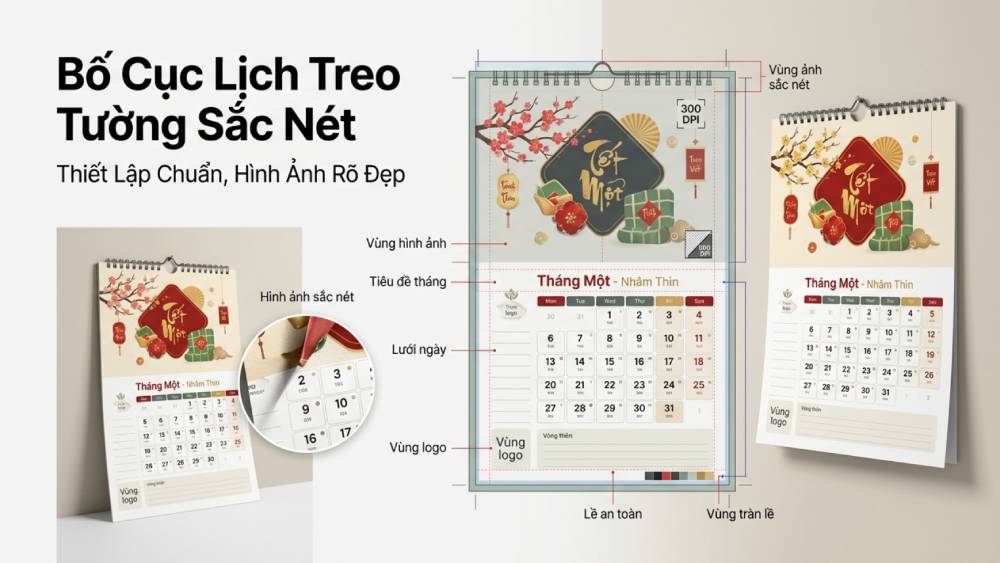Bí quyết thiết lập bố cục và xử lý hình ảnh lịch treo tường sắc nét